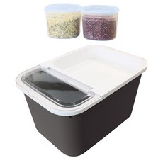 가쯔 모던쌀통 10kg + 모던 잡곡통 2p, 화이트 + 그레이 + 블루, 1세트