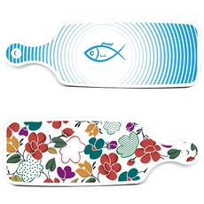 로엠디자인 floral 목련 혼합보드 서빙 도마 2p 세트, floral 목련 혼합보드, 피쉬라인블루보드, 1세트