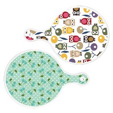 로엠디자인 서빙 원형 도마 보드 2p 부엉이 세트, 부엉이, 옥색체리, 1세트