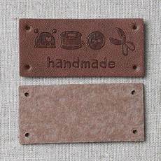 동화상가몰 핸드메이드용 인조가죽라벨 48 x 22 mm, 사피아브라운, 8개입