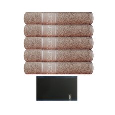 송월타월 엘레강스 리즈 수건 150g 면사 5p + 빅다이아 블랙 때타올70, 갈색, 1세트