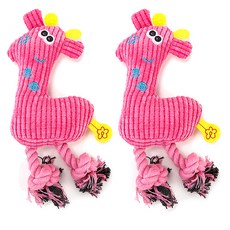 DING DONG PET 犬用長頸鹿造型玩具 12*25cm, 粉色, 2個