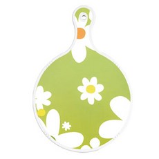로엠디자인 양면 원형 서빙 도마 보드, floral design하얀개나리 + 미트레드, 1개