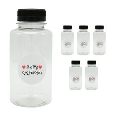 도나앤데코 일자보틀 검정뚜껑 6p + 우리딸맛있게먹어 스티커 6p, 혼합 색상, 250ml