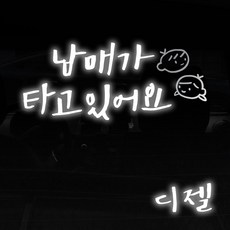 1AM 자동차스티커 V3 2C심플 남매가타고 남매 + 주유구스티커 디젤, 반사 + 은색, 1세트