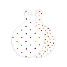 로엠디자인 양면 원형 서빙 도마 보드 세모점, 낙엽화이트, 1개