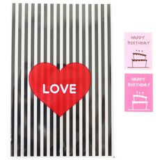 황씨네도시락 하트 속포장봉투 블랙 100p + 케이크 생일 스티커 핑크 100p, 1세트