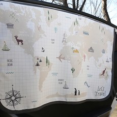 베베데코 차량용 세계여행 자석 햇빛가리개, 화이트, 1개