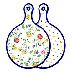 로엠디자인 블루에디션 양면 원형 서빙도마 로망슬림장미, 도토리화이트, 1개