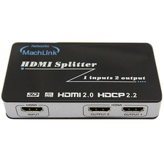 마하링크 HDMI 2.0 1대2 Ultra 4K 3D UHD 분배기 ML-HSP246, 혼합 색상, 1개