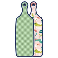 로엠디자인 블루에디션 서빙 양면 도마 보드 구관조핑크, 초록색체크, 1개