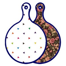 로엠디자인 블루에디션 양면 원형 서빙 도마 세모점, 블랙가든아트, 1개