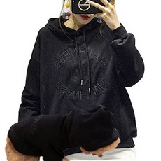HAPPINESS字母連帽狗狗主人情侶裝, 黑色