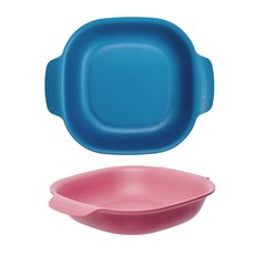 나인웨어 프렌즈 사각 샐러드볼 블루 + 핑크, 혼합색상, 1세트
