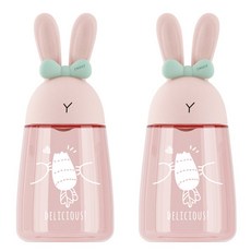 푸코 매직 래빗 투명보틀 2p, 핑크, 400ml