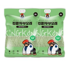 킹콩팩 응고형 고양이 두부모래 슬림입자 녹차향, 2개, 20L