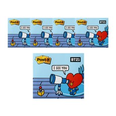 포스트잇 강한점착용 커버노트 BT21, TATA, 5개 TATA, 5개입