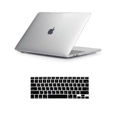 뉴비아 맥북용 키스킨 블랙 + 크리스탈 하드케이스 투명 맥북뉴프로13터치 A1989, 혼합 색상, 1세트