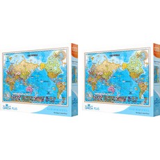 오메가 세계 지도 블루 한글판 직소퍼즐 OM1078 2p, 1000피스, 혼합 색상