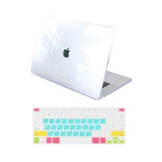 뉴비아 맥북용 레인보우 키스킨 + 크리스탈 하드케이스 투명 맥북에어13 A1369, 혼합 색상, 1세트