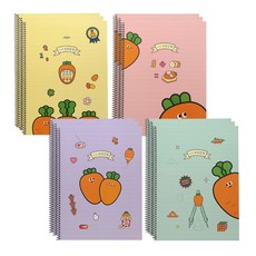 핑크풋 당근칸 넓은 수학공책 4종, yellow, pink, violet,mint, 3세트
