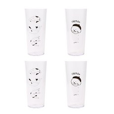 쓰임 애니멀 아이스컵 650ml 슬리핑캣 2p + 마이퍼피 2p 세트, 혼합 색상, 1세트
