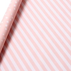 피크닉하우스 핑크 양면 스트라이프 포장지, 혼합 색상, 15개