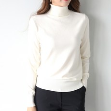 플레이팝 여성용 부드럽고 따뜻한 베이직 긴목폴라 니트티셔츠