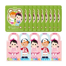 캐리와장난감친구들 어린이집생일선물 남녀공용 캐리캐빈 어린이 마스크팩 10p + 쇼핑백 5p