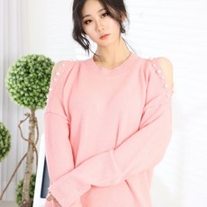 페이퍼먼츠 진주 오프숄더 루즈핏 롱 니트 티셔츠 앤 미니 원피스 6909