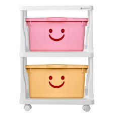 보노하우스 파스텔 해피프레임 수납함 2단, A타입(핑크, 옐로우), 1개