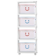 보노하우스 화이트 해피프레임 수납함 4단, C타입(핑크, 블루), 1개