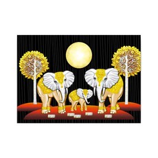 케이엠엘리 5D 황금나무 코끼리 보석 십자수 70 x 50 cm, 혼합 색상, 1개
