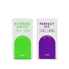 바른생각 익스트림에어핏 콘돔 극초박형 10p + 퍼펙트핏 콘돔 무꼭지형 12p, 1세트