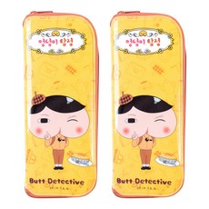릴팡 엉덩이탐정 PVC 수저 케이스 OT5999, 혼합색상, 2개