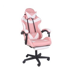 가성비 의자-추천-알파카 프리미엄형 발 받침 게이밍 의자, 핑크