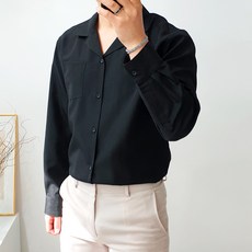더클래식 남성용 포켓 오픈카라 셔츠