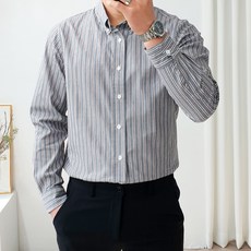 더클래식 남성용 스트라이프 버튼다운 카라 셔츠