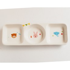 모이내츄럴 3절나눔 어린이접시, 동물A(토끼), 1개