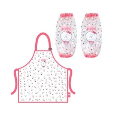 모닝글로리 봉쥬르 비숑 투명 앞치마 + 팔토시 여 세트, 핑크