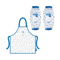 모닝글로리 13500 봉쥬르비숑 투명 앞치마 + 팔토시 세트, 블루