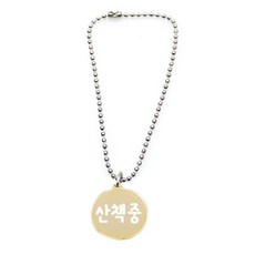 펫츠룩 반려동물 원형 펜던트 써지컬 체인 C 산책중, 체인(단일색상), 펜던트(골드), 1개