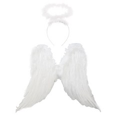 리빙다 파티용 큐티 천사 날개 + 원형 천사 머리띠 세트, 화이트, 1세트