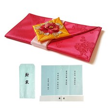 牡丹預定布+鳳采信封, 珊瑚, 1套