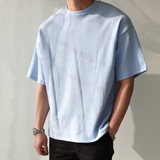 제이에이치스타일 남성용 오버핏 무지 반팔 티셔츠