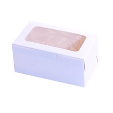 組裝式禮物窗包裝盒+馬芬2格內襯組 中, 白色的, 40套