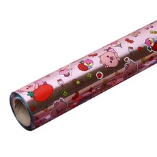 포포팬시 위드 뽀로로 비닐 롤 선물 포장지 중 37.5cm x 18m, 핑크, 1개