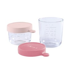 베아바 유리 이유식 보관용기 핑크 150ml + 다크 핑크 250ml 세트, 혼합색상, 1세트