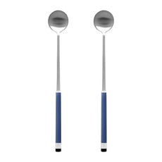 보겐 국산 스퀘어 투톤 샤틴 롱스푼 LS, 블루, 2개