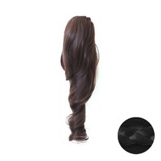 가발프랜즈 여성 집게달비 웨이브 붙임머리 부분가발 45cm, 다크블랙, 1개